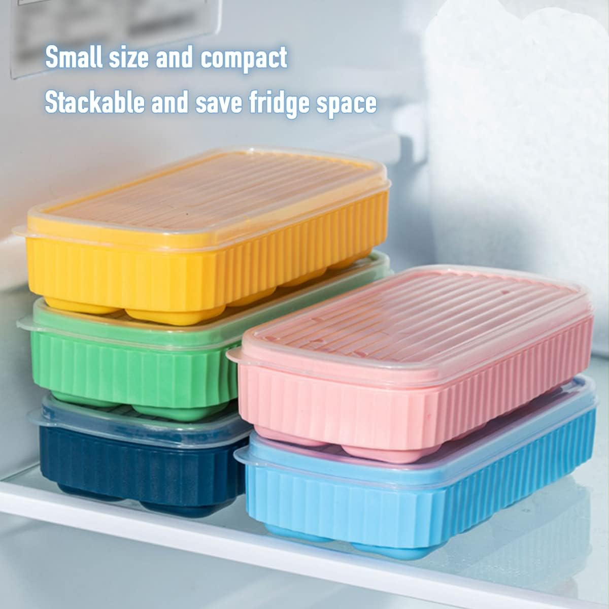 Mini Ice Cube Trays with Lids for Mini Fridge Freezer, Set of 3, Small Ice Cube Molds for Cocktails, Whiskey or Coffee, Flexible Silicone Bottom Easy Release, BPA Free, Reusable and Stackable