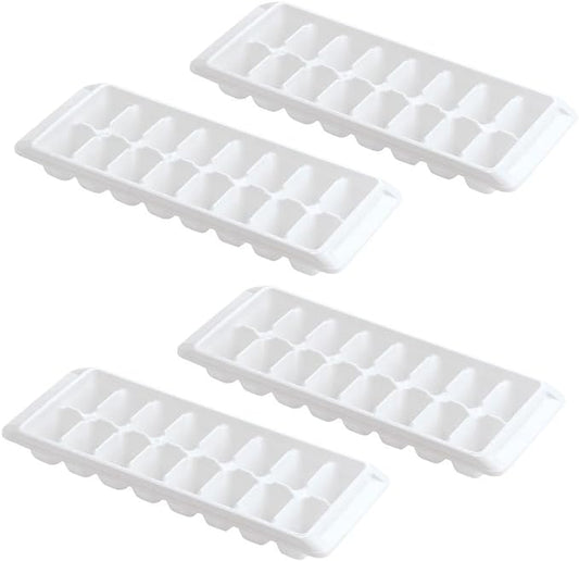 Easy Release White Ice Cube Tray, 16 Cube Trays (Pack of 4) (4 Pack - 64 Cubes)